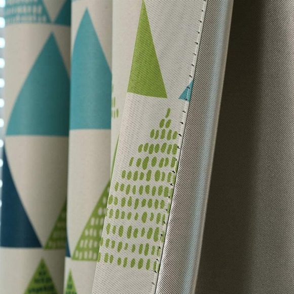 Set of 4 Curtains - Geometric Triangle Pattern Length 84” - Picture 5 of 9